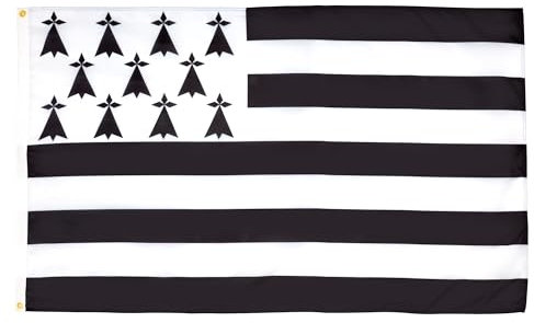 AZ FLAG - Drapeau Bretagne - 250x150 cm - Grand Drapeau Breton - France 100% Polyester Avec Oeillets Métalliques Intégrés - Pavillon 300 g