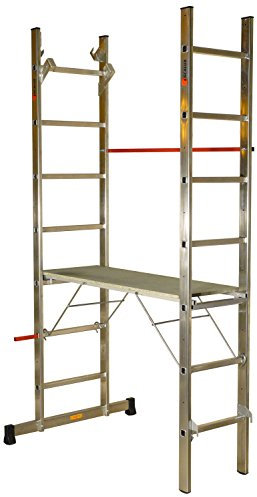 Escalux V18062 Echafaudage Aluminium 3.10m Hauteur de Travail / 6 Produits en 1, Gris