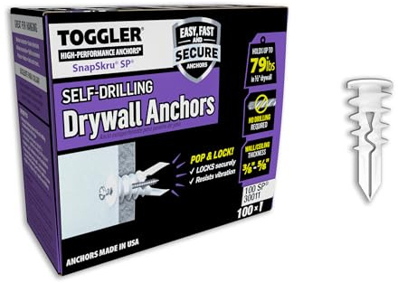 TOGGLER SnapSkru SP Drywall Anchors, 100 Pack, Screws not Included