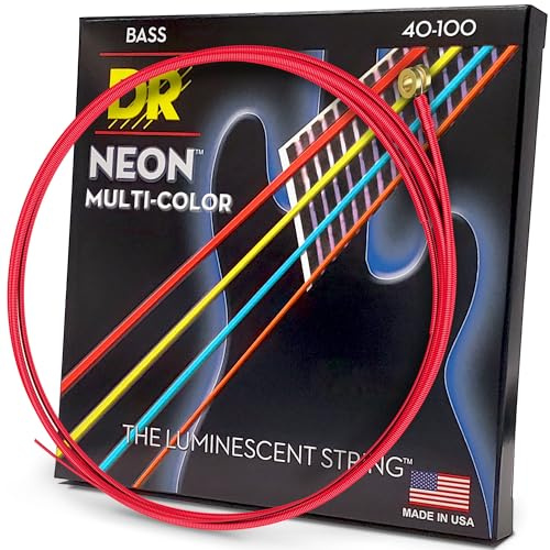 Dr Cordes Nmcb-40 DR Neon 4 cordes de guitare basse, léger, Multicolore