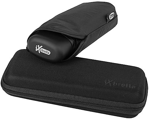 iX-brella Super-Mini-Taschenschirm - winziger Regenschirm im Etui - schwarz