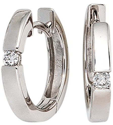 Jobo Damen-Creolen aus 14 Karat 585 Weißgold mit 2 Diamanten