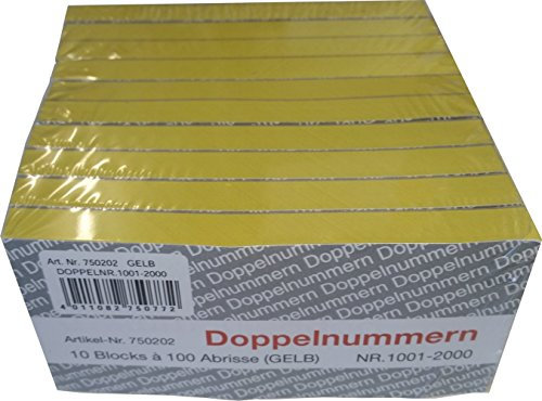 Doppelnummern-Block 1000 Abrisse Nr 1001-2000 gelb