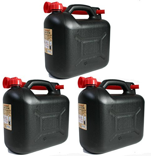 BAUPROFI 3er Set: 3X Benzinkanister 10 Liter schwarz KKS 10 PE Reservekanister