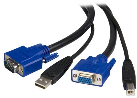 StarTech. com 2-in-1 Universal USB KVM Kabel - Video/USB Kabel - HD-15 (VGA), USB Typ B (M) auf USB, HD-15 (VGA) - 4,5 m - SVUSB2N1_15, schwarz