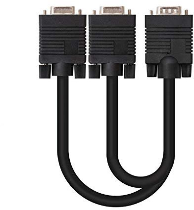 NanoCable 10.15.2000 - Cable bifurcador SVGA para duplicar la señal de salida, HDB15/M-2xHDB15/H, negro, 45 cm [España]