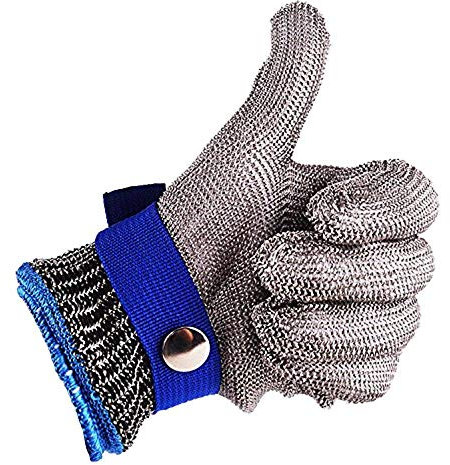 CPTDCL 316L Stainless Steel Mesh Cut Resistant Gloves Kitchen Butcher Safety Working Glove Level 5 Protection (L)