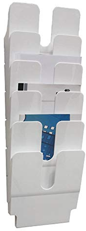 Durable FLEXIPLUS 6 A4 Portrait Literature Holder - White - Easy To Install Wall Mounted Document Holder - Perfect For Flyers, Brochures, Etc.