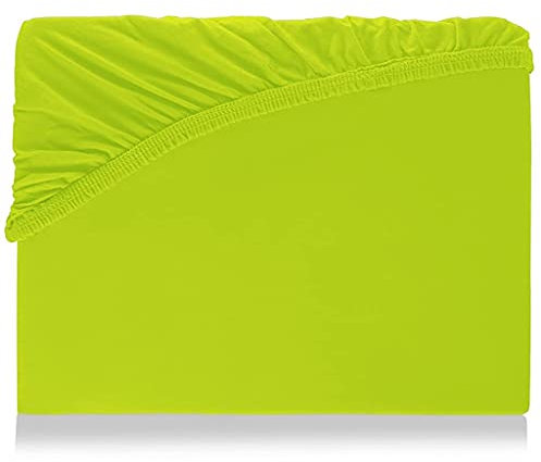 Spannbettlaken mit Gummizug für Boxspringbetten Wasserbett Übergröße aus hochwertiger Baumwolle Elastan 180 x 200 cm - 200 x 220 cm Aquajersey Bettbezug Laken Jersey Matratzenbezug Apfelgrün Grün