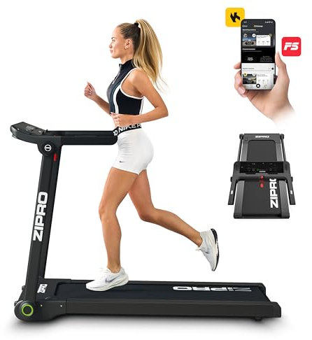 ZIPRO Laufband für Zuhause Klappbar 1-16 km/h mit APP, Kompakte Walking Pad Klappbar mit Bluetooth und MP3-Funktion, Leise Walkingpad mit LED-Anzeige (Pacto)