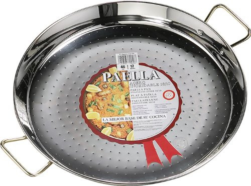 La Ideal Stainless Steel Paella Pan, Silver, 22 cm