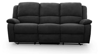 LOUNGITUDE - DETENTE - Canapé de Relaxation 3 Places en Microfibre - Noir