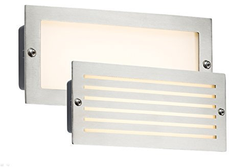 White LED Recessed Brick Light in Brushed Steel Fascia