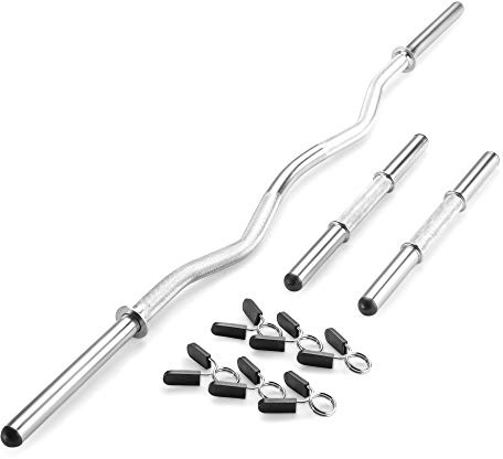 Marcy Standard Size (Fits 1-inch Plates) Curl Bar and Dumbbell Handle Set SDC-10.1