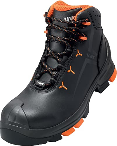 Uvex 2 safety boots, S3 SRC ESD, leather work boots, black/orange, 6 UK