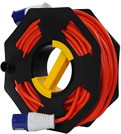 Streetwize - Heavy Duty 25 Metre Cable Reel Tidy with Built-in Handle + 230v Caravan Site Extension Lead Hook Up Cable Camping/Caravan/Motorhome