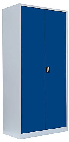 Flügeltürenschrank komplett montiert Metallschrank abschließbar blau 195x92x50cm Lagerschrank Aktenschrank Büroschrank Werkzeugschrank 4 Fachböden 530351
