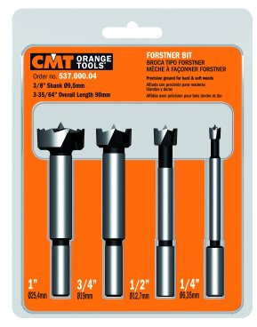 CMT 537.000.04 4-Piece Forstner Bit Set, 1/4 -1/2 -3/4 -1-Inch Diameters, 3/8-Inch Shank