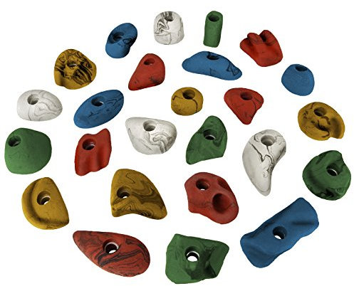 ALPIDEX 25 Klettergriffe | Klettersteine | Griffe Größen M, S | Tritte | Klettergriffset | Wetterfest - Farbe:bunt