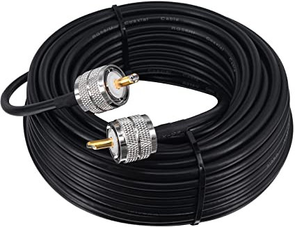 BOOBRIE 15M Cable UHF Macho Macho PL259 CB Radio Cable Coaxial RG58 Mejorado ohmios Cable Antena CB Adaptador PL259 Macho de Baja Pérdida Cable Coaxial PL259 para CB Ham Radio/Antena/Broadcast/Telecom