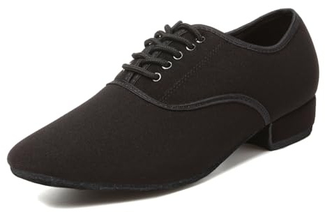 HIPPOSEUS Men's Standard Ballroom Dance Shoes Lace up Latin Tango Rumba Social Dance Waltz Shoes Suede Sole,10.5 D(M) US