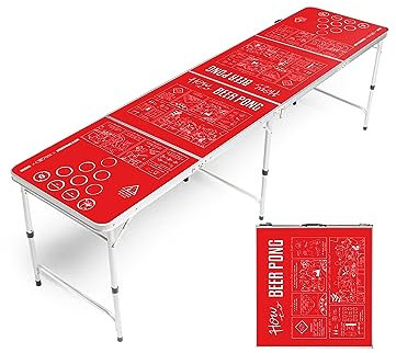 BEERBALLER® LED NEON Beer Pong Tisch | LED Beleuchtung (blau/rot) | Kratzfeste Oberfläche & schwarzer Rahmen | Klappbarer Bier-Pong Tisch mit Bällehalter | Bierpong Tische
