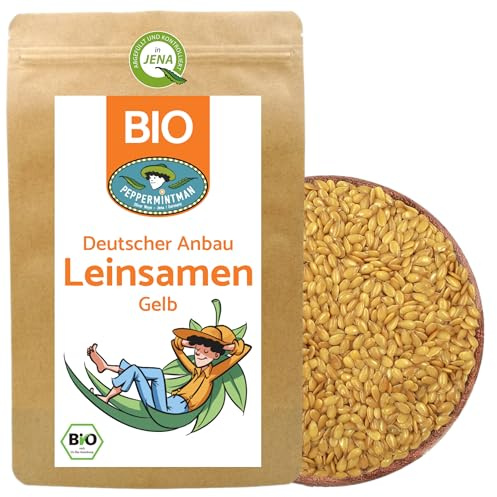 Bio goldene Leinsamen 2,5kg - ganze Körner - goldgelbe Leinsaat aus deutschem Anbau - PEPPERMINTMAN