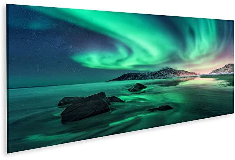islandburner Aurora Nordlichter Lofoten Inseln Norwegen Himmel Polarlichter Leinwand Bild Wandbilder Bilder