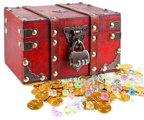 Nizirioo Coffre au trésor en bois vintage (A)