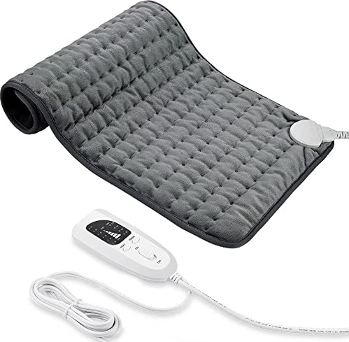 Manta Electrica,Almohadilla TéRmica,Almohadilla De Calefacción EléCtrica Con Apagado AutomáTico Y 6 Temperaturas Almohadilla De Calefacción (Gris Oscuro, 43x84cm)