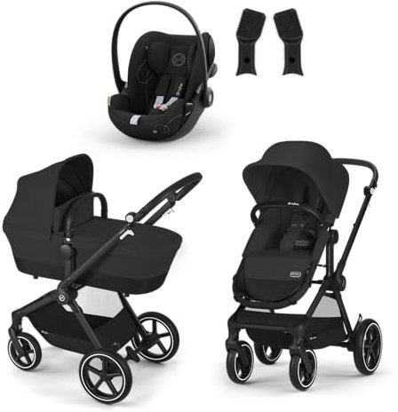 CYBEX Gold EOS Lux 2in1 Kinderwagen, Inkl. EOS LUX Adapter und CYBEX Gold Babyschale Cloud G i-Size, Inkl. Neugeboreneneinlage, Moon Black