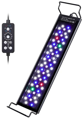 HYGGER Illuminazione per Acquario, Lampada Led per Acquario con 9 Colori e 10 Luminosità Regolabili per Acquari da 45-60cm