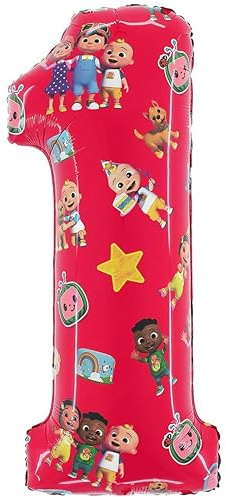 Toyland® Palloncino Foil con numero Cocomelon da 27 pollici - Palloncini per feste per bambini - Numero 1-2 disponibile
