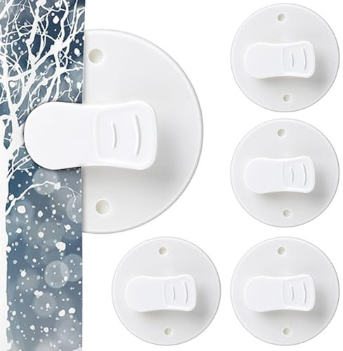 Thinp 4 Stück Schutz-Spritzschutz-Clips,Duschvorhang Clips,Selbstklebende Vorhang Clip,Duschvorhang Wand Clips,Spritzschutz Clips,Winddichte Schutz-Clips,Badezimmer Vorhang Klammern,für Dusche Hängend