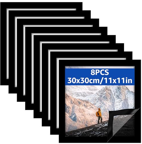 Oungy 8 cornici magnetiche per diamond painting, 30 x 30 cm, colore nero, per decorazione da parete e presentazione di documenti (dimensioni interne 25 x 25 cm)
