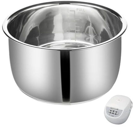 Replacement Rice Cooker 5.5 Cup Inner Pot Only Compatible with Tiger JBV-A10U Inner Pot, 304 Stainless Steel Inner Bowl, Durable Pots for Multi-Cookers, Easy to Clean and Dishwasher Safe