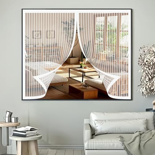 Zanzariera Finestra Magnetica 103 x 103 cm, Anti-Zanzare, Anti-Insetti, Rete Ultra-Fine, Installazione Facile, Zanzariera per Finestra per Porta Balcone, Bianco
