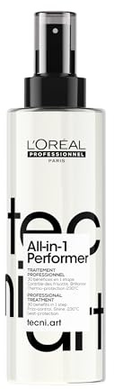 L’OREAL PROFESSIONNEL - Spray Coiffant Tenue 24H - Homme & Femme - Soin Sans Rinçage Multi-Bénéfices - Thermoprotecteur - Anti Frisottis - Cheveux Brillants - Tecni Art All-In-1 Performer - 190 ml