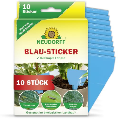 Neudorff Blue Sticker – Thripse och andra flygande skadedjur enkelt och effektivt bekämpa med blåtavlor. Luktfri, insekticidfri, 10 stycken