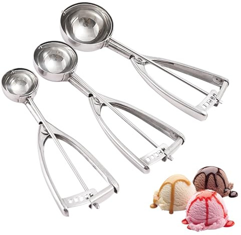 Melon baller Scoop, Melon Baller, Ice Cream Scoop Cookie Scoops Cookie Scoops for Baking Set of 3 Include L/M/S for Fruit, Cupcake Ice Cream waffle(3PCS)