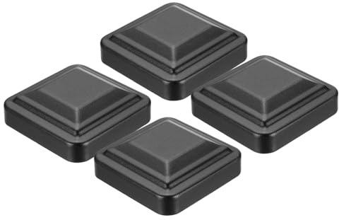 sourcing map 4Pcs Fence Post Caps, 3 x 3 Heavy Duty Aluminum Post Cap Square Cover Top Pressure Fit for Metal Wood Fence Deck Mailbox Patio, Black