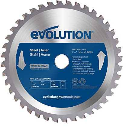 Evolution Power Tools 185BLADEST Steel Cutting Saw Blade, 7-1/4-Inch x 40-Tooth , Blue