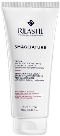 Rilastil Crema Smagliature, Trattamento Contro le Smagliature, Emolliente, Idratante ed Elasticizzante per pelli sensibili,Confezione da 200 ml