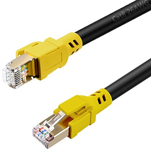 Nanxudyj Cat 8 Ethernet Cable 2M,26AWG Lastest 40Gbps 2000Mhz SFTP Patch Cord, Heavy Duty High Speed Cat8 LAN Network RJ45 Cable- in Wall, Outdoor, Weatherproof Rated for Router, Modem, Gaming