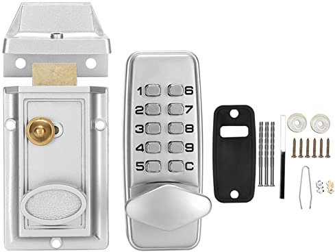 Alvinlite Digitales Mechanisches Türschloss, Mechanischem Codeschloss Retro 1-9-stelliger Zahlenschloss Wasserdichtes Zinklegierung Schlüsselloses für Garage Hotel Büro Studio lagerhallen, Silber