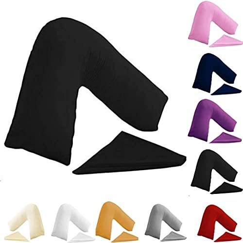 BuzzBuy Housse de coussin en forme de V, 100 % polycoton pour soutien du dos et du cou orthopédique pour grossesse/allaitement uniquement (noir)