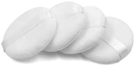 Zvrlampro 4 Pieces Cotton Powder Puff, Soft Makeup Puff for Loose Powder Foundation, Face Puff Pads Body Cosmetic Foundation (White, 3.15 Inch)