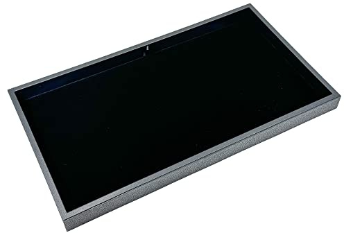 N N’icePackaging – 1 Qty – Black Velvet Deluxe Display Pad with Black Plastic Tray – For Sales/Display/Showcase/Travel/Vendors/Tradeshows – 14 3/4” x 8 1/4” x 1”