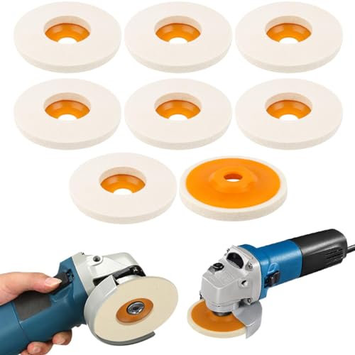 Aililong Juego de 8 discos de pulido de lana de fieltro de 125 mm para metal, mármol, madera, discos de pulido eficientes para amoladora angular y taladro