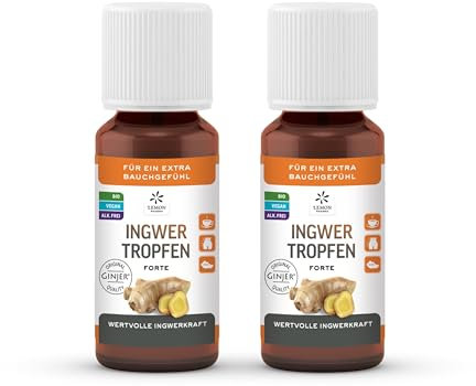 Lemon Pharma Ingwertropfen 2 x 20ml - Hochdosiert, 100% Bio und Vegan I Für Ingwer Shot und Ingwertee, Ingwersaft oder zum Kochen – vielseitig, kompakt und praktisch für unterwegs